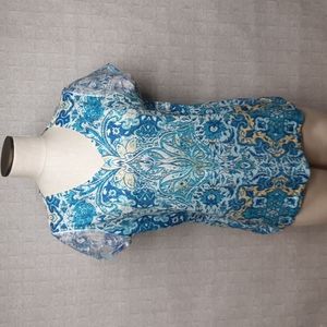 Chico's Women's Top in Blue and Gold Design